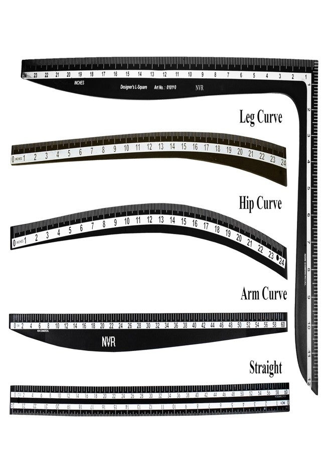 NVR tailoring scales of 5 different shapes HipCurve, Leg Curve, Arm Curve, straight & L- Curve shape scales for fashion designing/tailoring sewing kit - Image 1